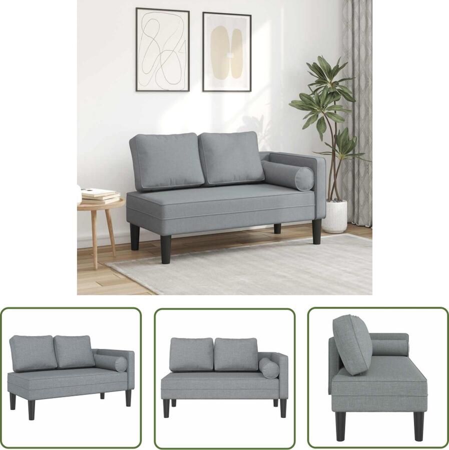 The Living Store Chaise Longue Lichtgrijs 116.5 x 62 x 57.5 cm Comfortabel Schuim Bedekte Houten Frame Chaise Lounge Loungestoel Relaxstoel Tuinmeubilair Buitenmeubels