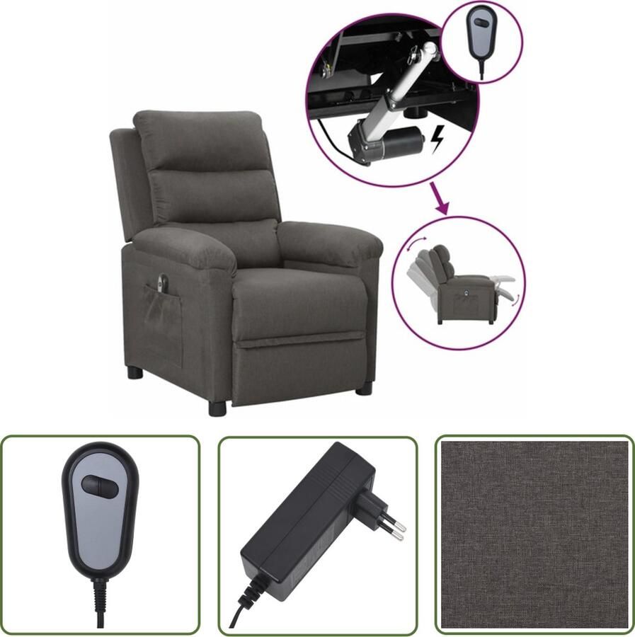 The Living Store Elektrisch Verstelbare Fauteuil Donkergrijs 74 x 143 x 82.5 cm Elektrische Fauteuil Loungestoel Fauteuilelektra Grijs Fauteuil Ergonomische Stoel - Foto 2