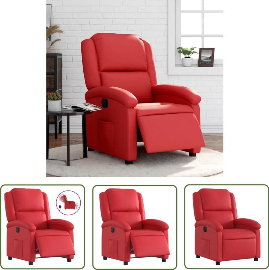 VidaXL Loungestoel Elektrische Fauteuil verstelbaar elektrisch kunstleer rood Lederlook Relaxfauteuil Zitzak