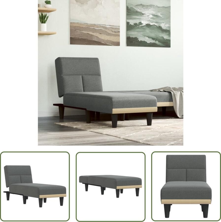 The Living Store Verstelbare Chaise Longue Donkergrijs Multifunctioneel 55 x 140 x 70 cm Elegant design Verstelbare Chaise Lounge Loungestoel Grijs Relaxfauteuil Comfortabele Fauteuil Slaapbank - Foto 2