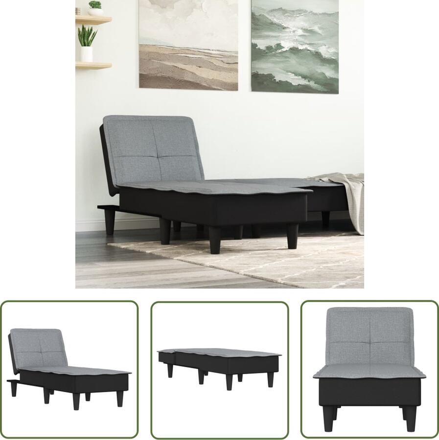 The Living Store Ligstoel verstelbaar Hoge dichtheid schuim Lichtgrijs 55x140x70cm Ligstoel Loungestoel Relaxfauteuil Comfortabele Fauteuil Grijs Meubilair - Foto 2