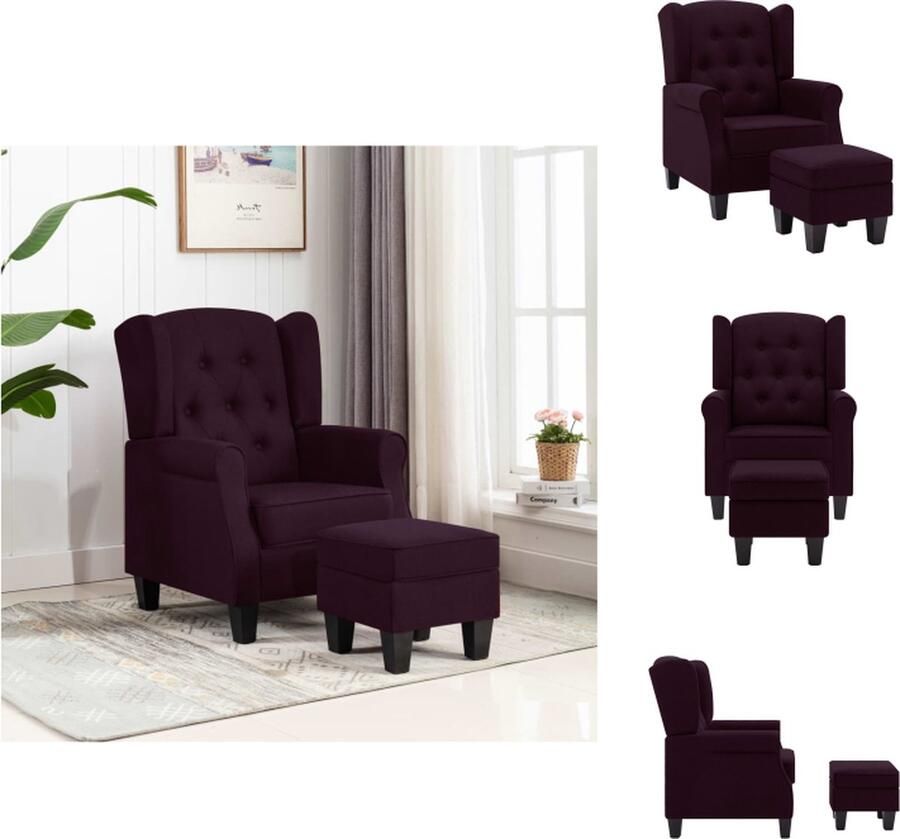 VidaXL Armstoel Armstoelen Armstoel Met Voetenbank Armstoelen Met Voetenbanken Fauteuil met voetenbankje stof paars