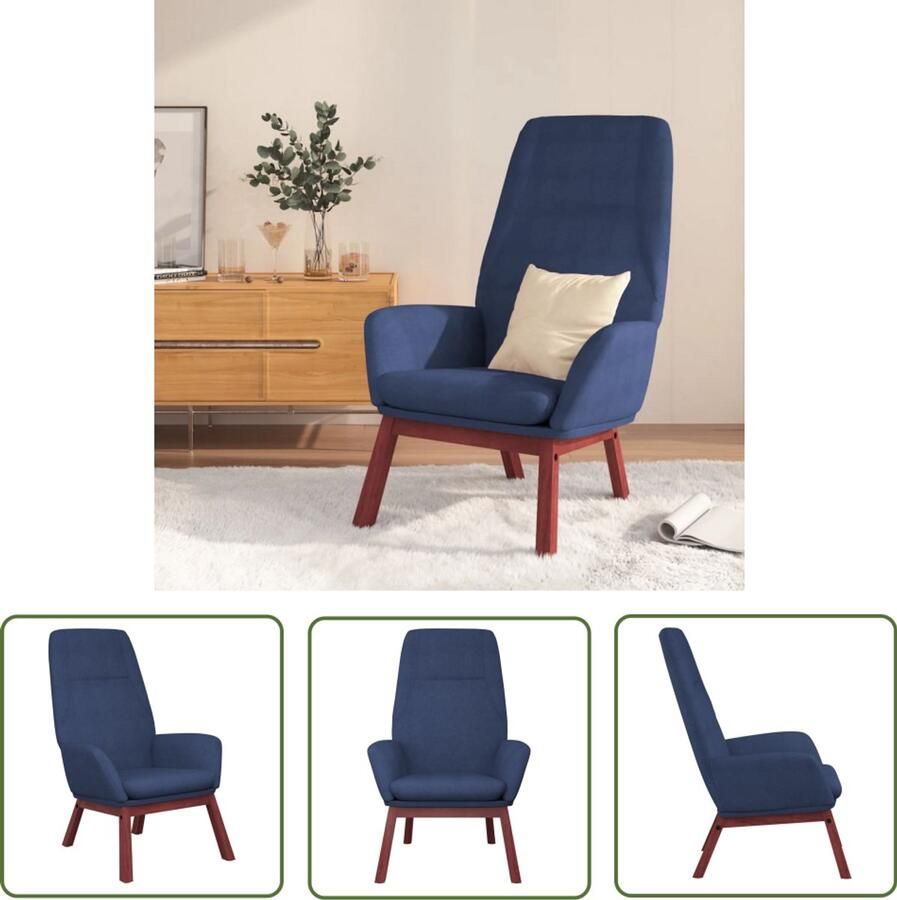 The Living Store Relaxstoel stof blauw Relaxfauteuil Loungestoel Blauwe Fauteuil Fauteuils Online Kopen Comfy Stoel