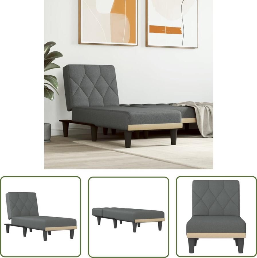 The Living Store Verstelbare Chaise Longue Multifunctioneel Donkergrijs 55x140x70 cm Ademend Stevig Verstelbare Chaise Lounge Loungestoel Relaxfauteuil Donkere Grijze Fauteuil Comfortabele Stoel - Foto 2