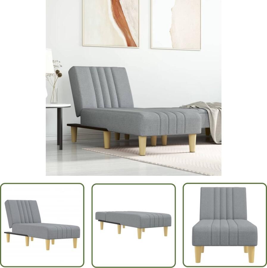 The Living Store verstelbare chaise longue lichtgrijs 55x155x33cm ademend en duurzaam Verstelbare Chaise Lounge Loungestoel Relaxfauteuil Licht Grijze Fauteuil Chaise Longue Grijs