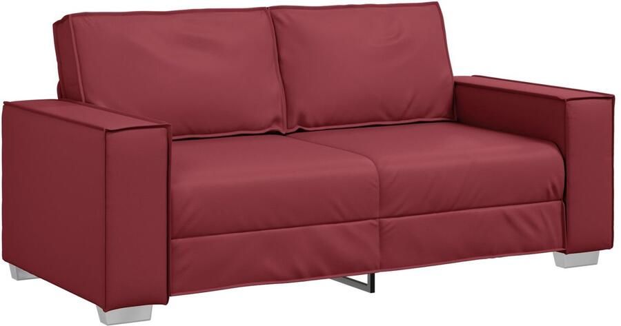 VidaXL Bank Wijnrood Metaal Hout Schuim Textilene PVC 2.5 Zits Strak