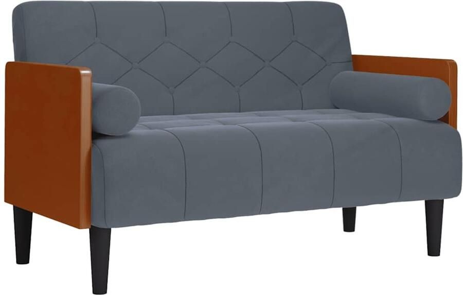 VidaXL Loveseat bank met bolsters donkergrijs 110 cm fluweel