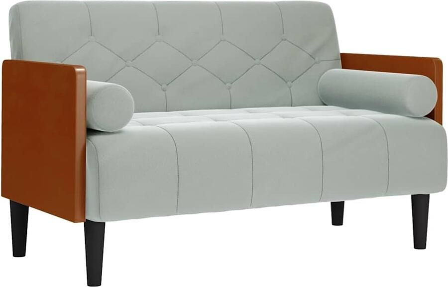VidaXL Loveseat bank met bolsters kussens lichtgrijs 110 cm fluweel