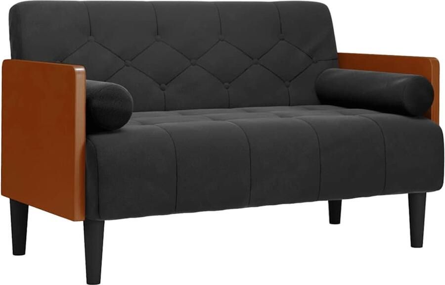 VidaXL Loveseat bank met bolsters zwart 110 cm fluweel