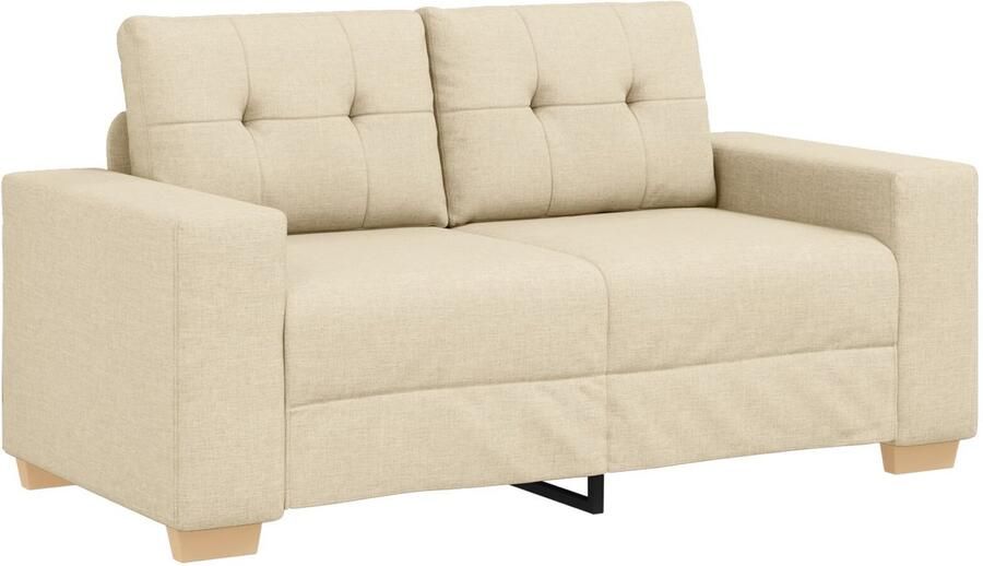 VidaXL Crème Stof Medium Veel Zitplek Tweepersoonsbank Rechthoekig