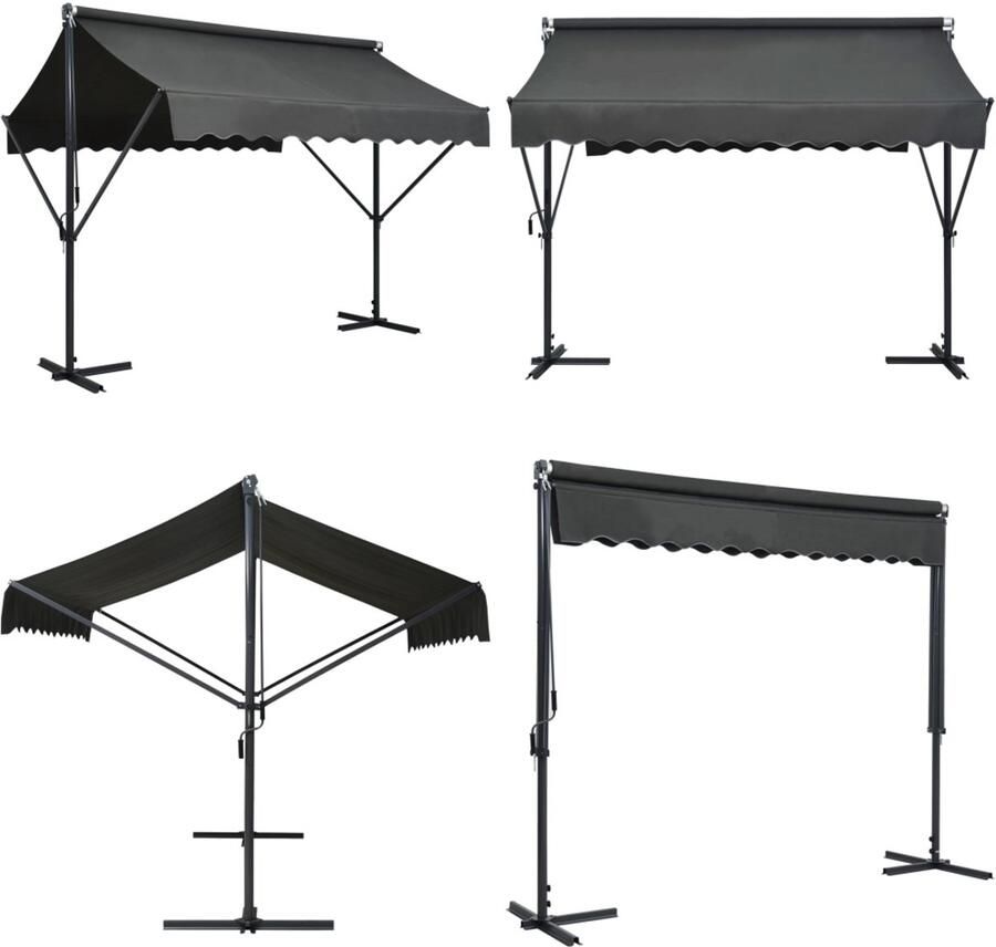 VidaXL Luifel vrijstaand 300x300 cm antraciet Zonwering Parasol Luifel Buitenuitrusting Tuinmeubilair Veranda Terrasoverkapping Vrijetijdsactiviteiten Luifel Luifels Zonwering Zonweringen