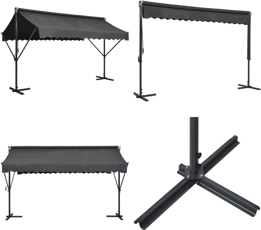 VidaXL Luifel vrijstaand 400x300 cm antraciet Zonwering Parasol Buitenluifel Vrije Staandef Luifel Tuinmeubilair Tuindecoratie Antraciet Aluminium Polyester Waterdicht Windvast Luifel Luifels Zonwering Zonweringen