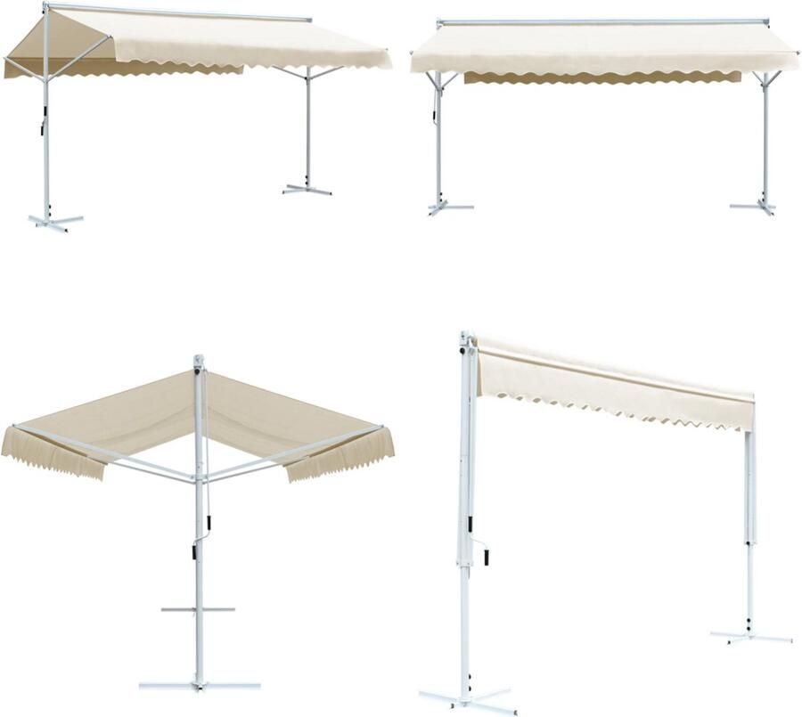 VidaXL Luifel vrijstaand 600x300 cm crème Zonnescherm Parasol Buitenleven Tuindecoratie Tuinaccessoires Veranda Terrasdecoratie Zomerseizoen Buitenterras Privacy Beschutting Creme Luifel Luifels Zonwering Zonweringen
