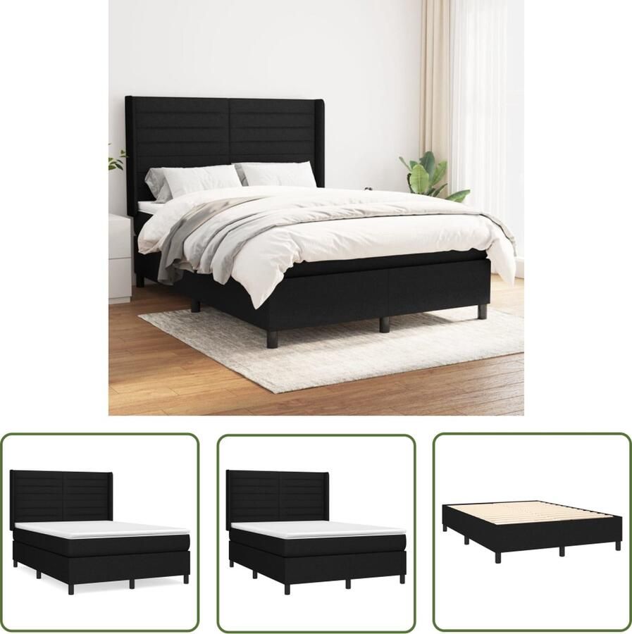 The Living Store Luxe Boxspringbed Zwart 193 x 147 x 118 128 cm Pocketvering Boxspringbed Luxe Bed Boxspring Tweepersoonsbed Slaapkamer Meubilair