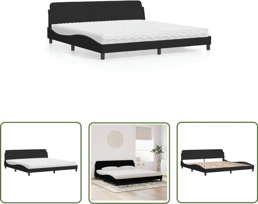 VidaXL Luxe Bed Comfortabel Bed met matras Dover fluweel zwart 200x200 cm Tweepersoonsbed Boxspring Bed Zwarte Bed