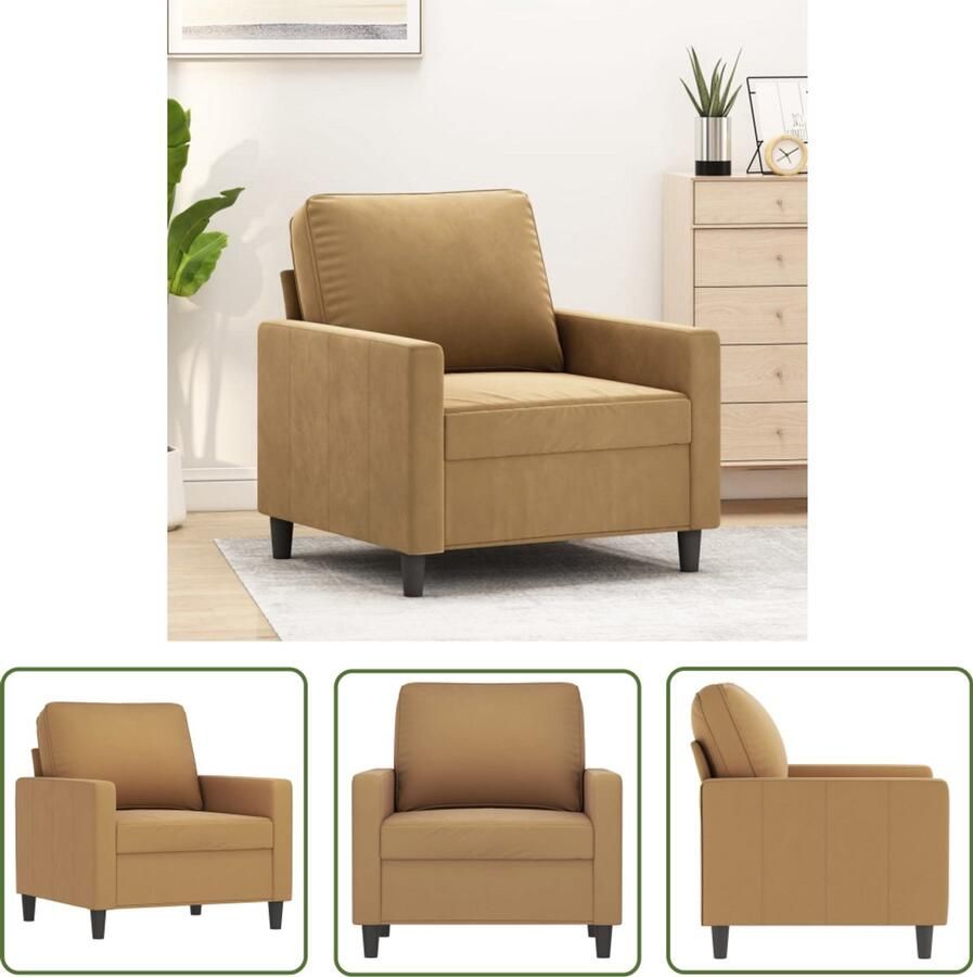 VidaXL Fauteuil 60 cm fluweel bruin Bruine Fauteuil Luxe Fauteuil Fluweelfauteuils Fauteuilshop Loungefauteuil