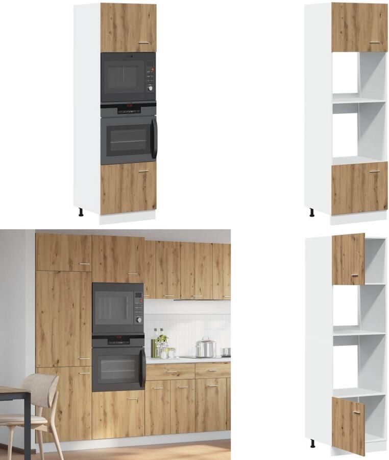 VidaXL Magnetronkast 60x57x207 cm bewerkt hout ambachtelijk eiken Magnetronkast Magnetronkasten -keukenkast