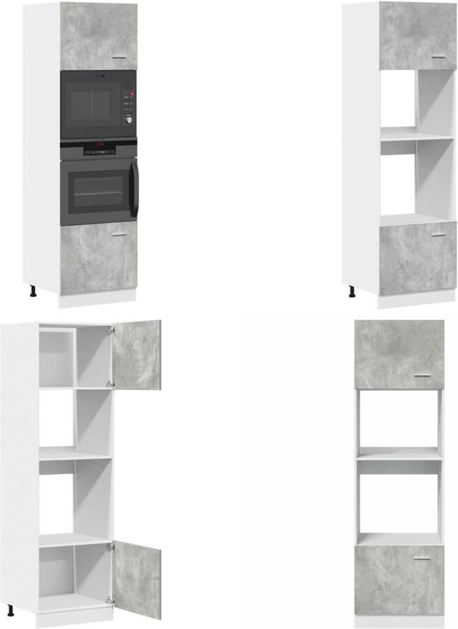 VidaXL Magnetronkast 60x57x207 cm spaanplaat betongrijs Magnetronkast Magnetronkasten -keukenkast
