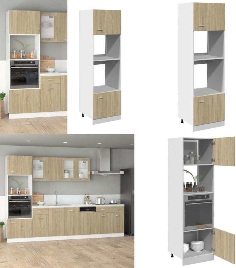 VidaXL Magnetronkast 60x57x207 cm spaanplaat sonoma eikenkleurig Magnetronkast Magnetronkasten Keukenkast Magnetronkast Keuken