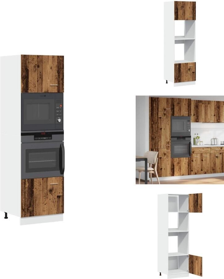 VidaXL Magnetronkast Magnetronkasten -keukenkast Magnetronkast 60x57x207 cm bewerkt hout oud houtkleurig