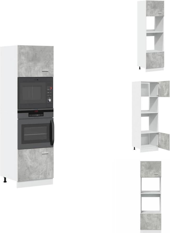 VidaXL Magnetronkast Magnetronkasten -keukenkast Magnetronkast 60x57x207 cm spaanplaat betongrijs