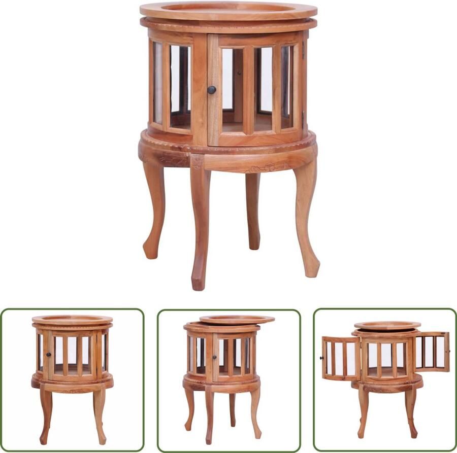 The Living Store Vitrinekast 50x50x76 cm massief mahoniehout natuurlijk Vitrinekast Mahoni Ehout Vintage Meubilair Sidetable Woonaccessoires - Foto 2