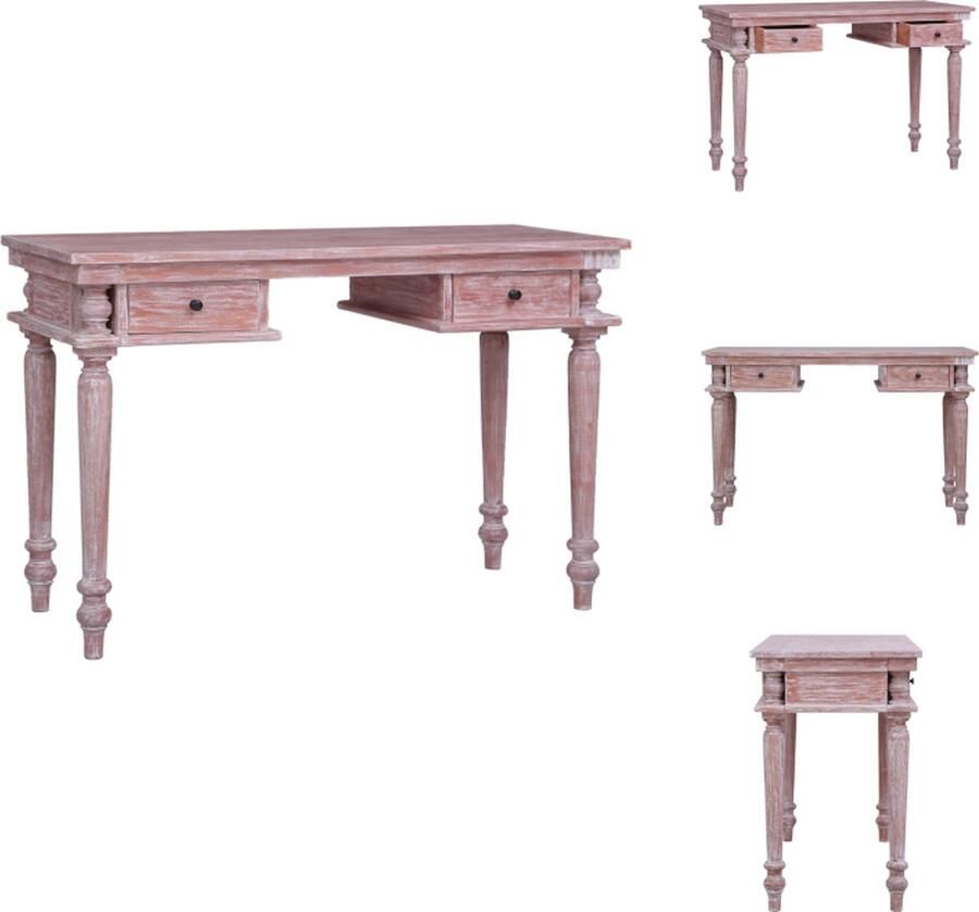 VidaXL Bureau Bureaus Kantoorbureau Studeertafel Bureau 115x50x78 cm massief mahoniehout