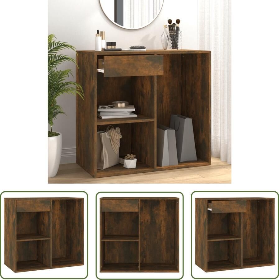 The Living Store Cosmeticakast 80x40x75 cm bewerkt hout gerookt eikenkleurig Cosmetica Kast Make Up Organizer Badkamerkast Opslagkast Houten Kast - Foto 2