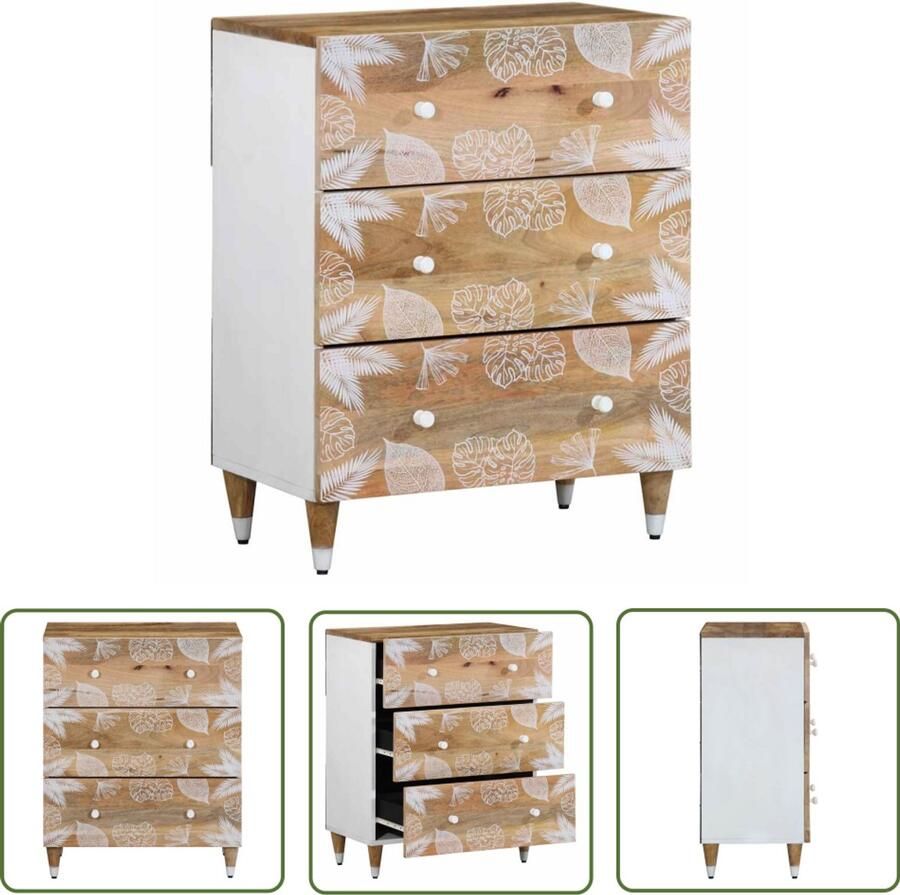 The Living Store Dressoir 60x33 5x75 cm massief mangohout Dressoir Mango Hout Vintage Dressoir Salontafel Opbergkast