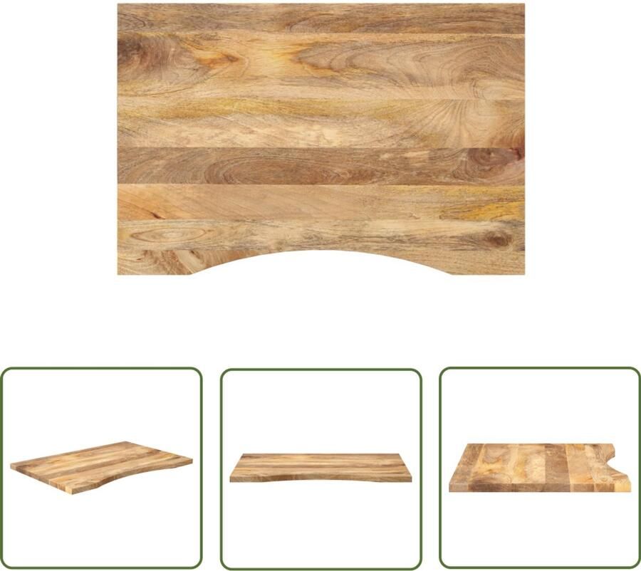 The Living Store Bureaublad met ronding 100x50x2 5 cm massief ruw mangohout Houten Bureau Blad Mango Hout Bureautafel Eettafel Rustic Design