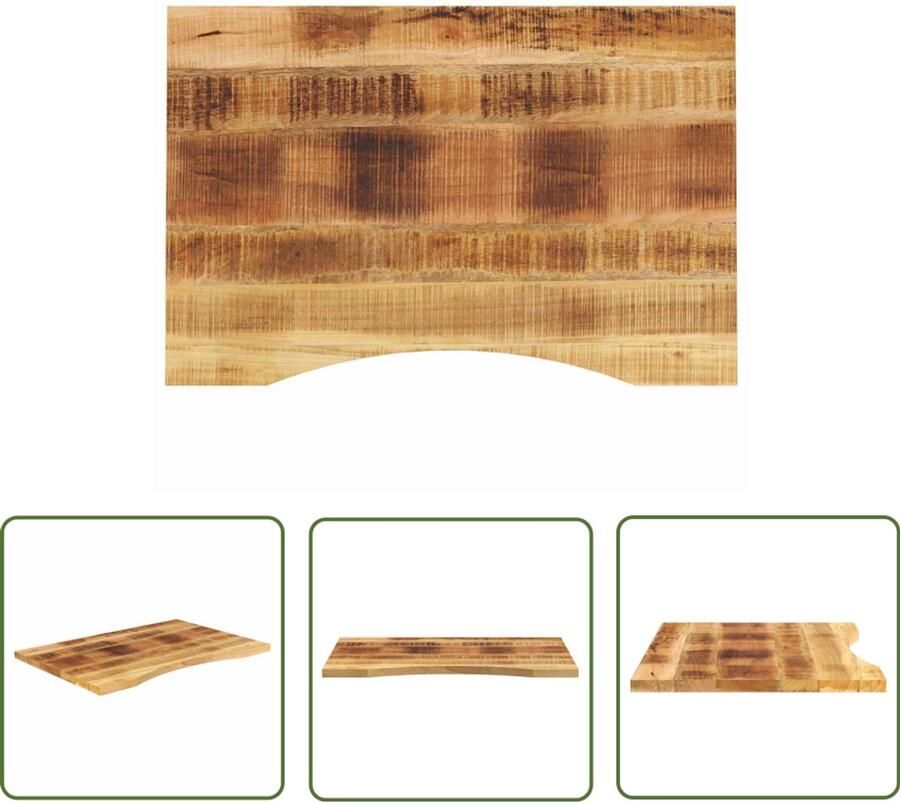 The Living Store Bureaublad met ronding 100x50x2 5 cm massief ruw mangohout Houten Bureau Blad Mango Hout Landelijke Stijl Bureau Accessoires Werkplek
