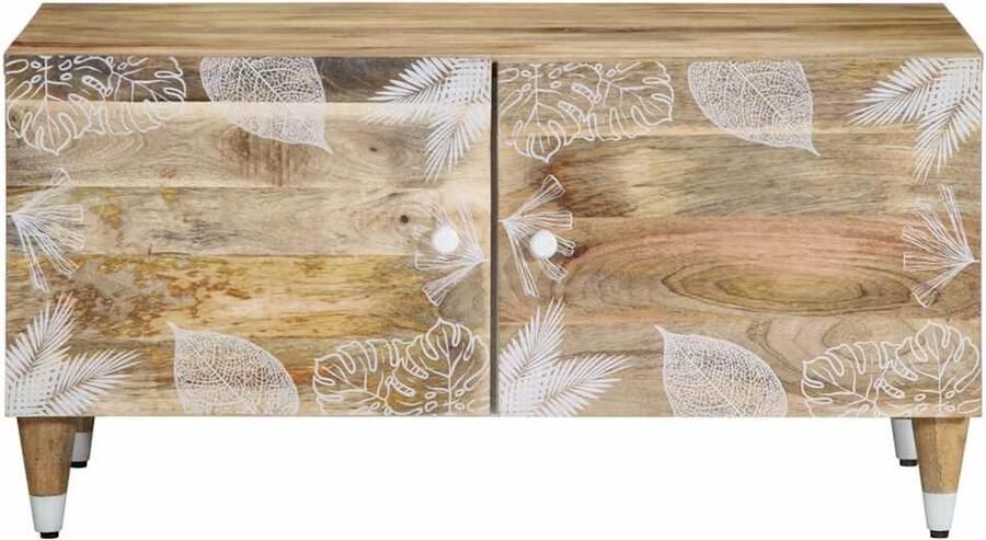 The Living Store Salontafel 80x50x40 cm massief mangohout Salontafel Bijzettafel Mango Wood Houten Meubels Vintage Design