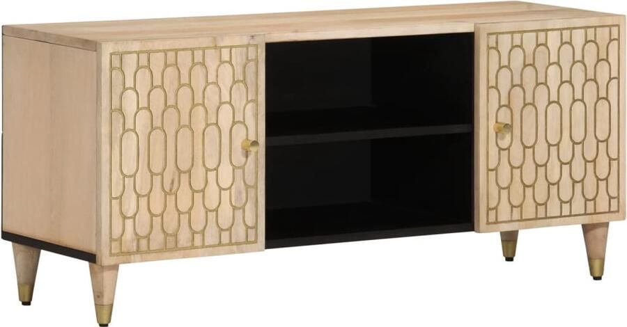 The Living Store Tv-meubel 105x33x46cm massief mangohout Tv-meubel Mango Hout Houtsoort Salontafel Kast