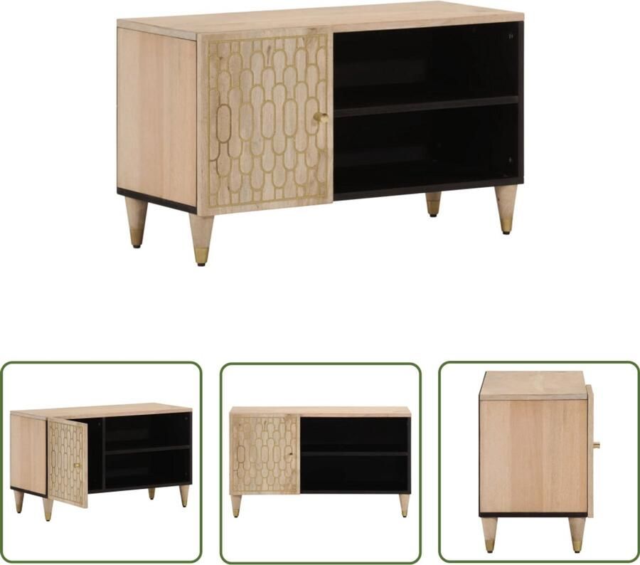 The Living Store Tv-meubel 80x31x46 cm massief mangohout Tv-meubel Mango Hout Vintage Tv Kast Salontafel Living Room Furniture
