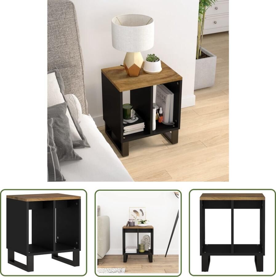 The Living Store Bijzettafel Massief Mangohout 40 x 31 x 46 cm Honingbruine afwerking Bijzettafel Mango Houten Meubilair Salontafel Kastje Sidetable - Foto 2