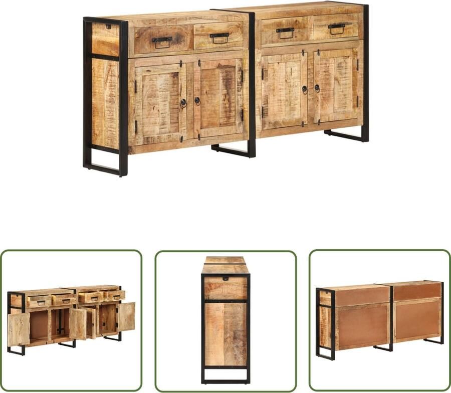 The Living Store Dressoir 172x35x80 cm massief mangohout Dressoir Mangohout Handgemaakt Vintage Landelijk