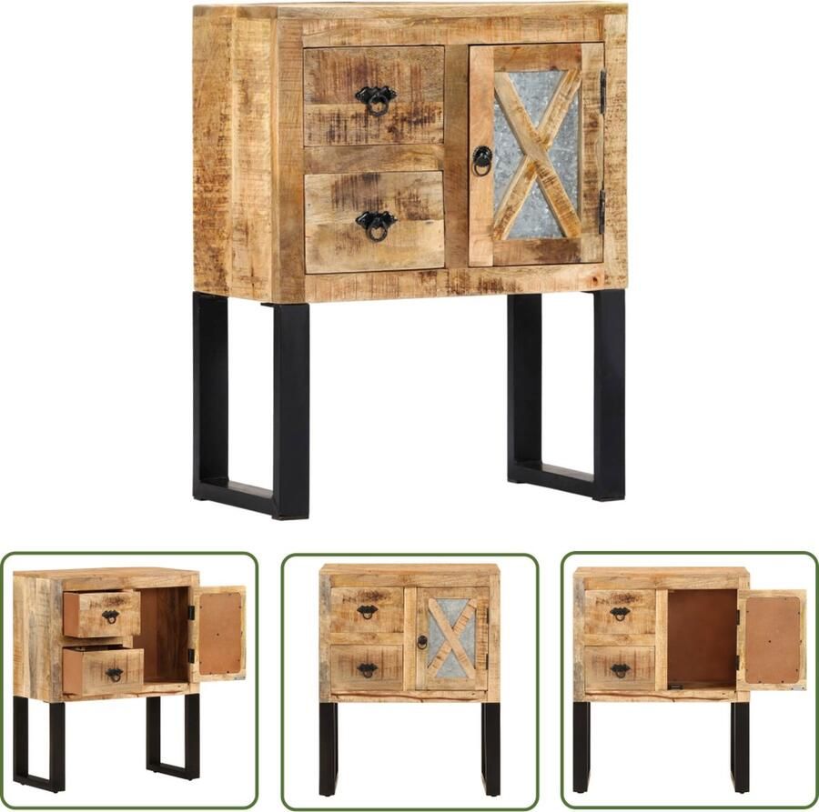 VidaXL Mango Wood Dressoir 60x30x76 cm massief mangohout Vintage Dressoir Landelijk Dressoir Modern Dressoir