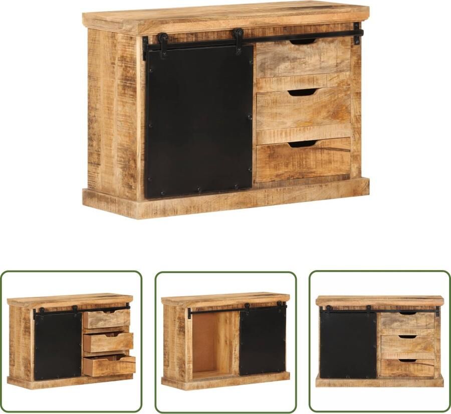 The Living Store Dressoir 80x30x55 cm massief ruw mangohout Dressoir Mango Wood Furniture Vintage Dresser Houten Kast Opbergmeubilair
