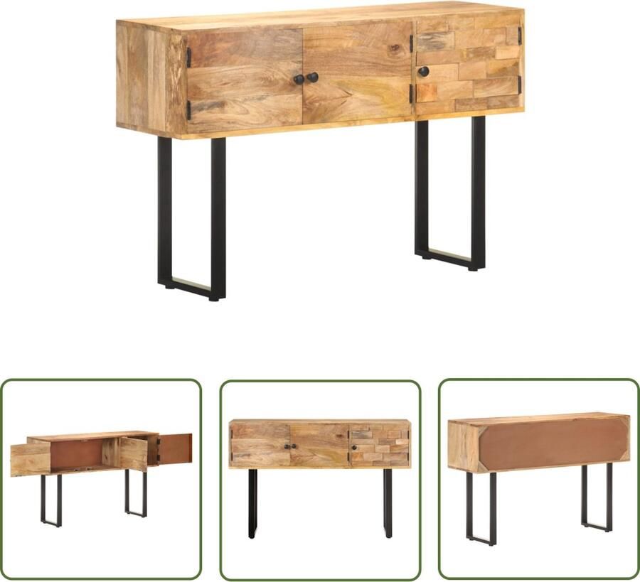 The Living Store Dressoir 116x35x75 cm massief mangohout Industriele Dressoir Mango Wood Dressoir Vintage Dressoir Met Lade Salontafel