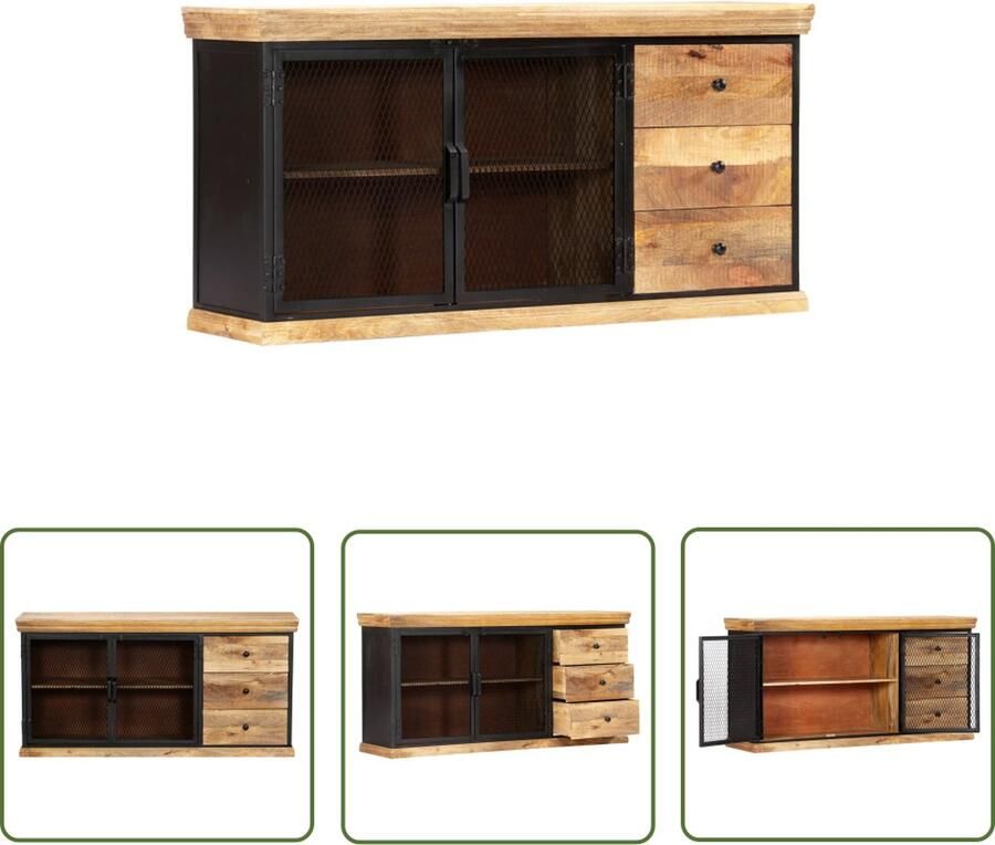 The Living Store Dressoir 150x40x75 cm massief mangohout Dressoir Vintage Dressoir Mangohout Dressoir Salontafel TV-meubel