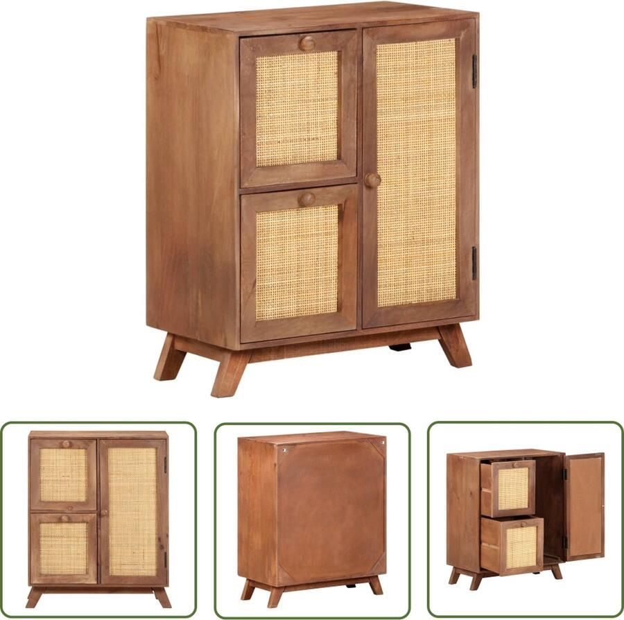 VidaXL Dressoir 60x35x75 cm massief mangohout Dressoir Mango Wood Furniture Vintage Dresser Side Cabinet Living Room Storage