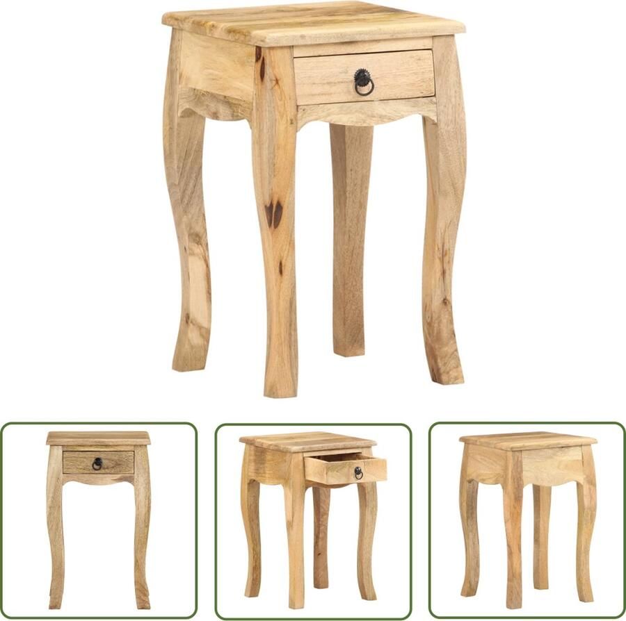The Living Store Nachtkastje 28x28x46 cm massief mangohout Nachtkastje Mango Wood Meubilair Houten Nachttafel Slaapkamersdecoratie Rustic Furniture