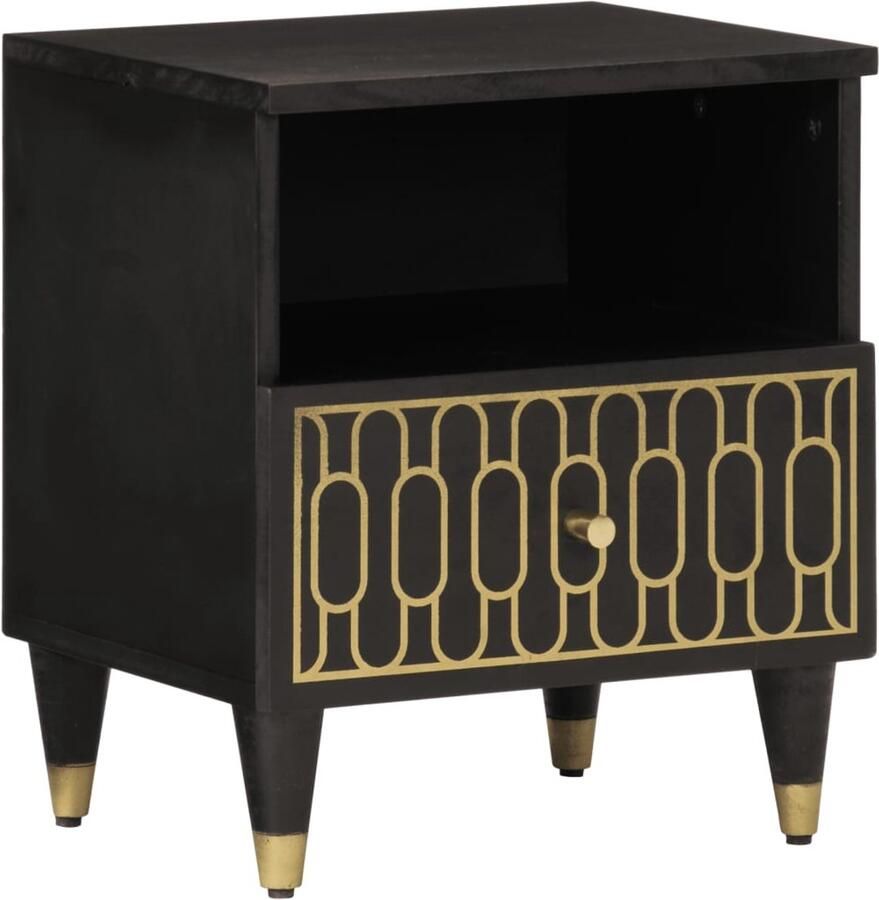 The Living Store Nachtkastjes 2 st 40x33x46 cm massief mangohout Nachtkastje Mango Wood Vintage Design Retro Furniture Bedroom Furniture - Foto 2