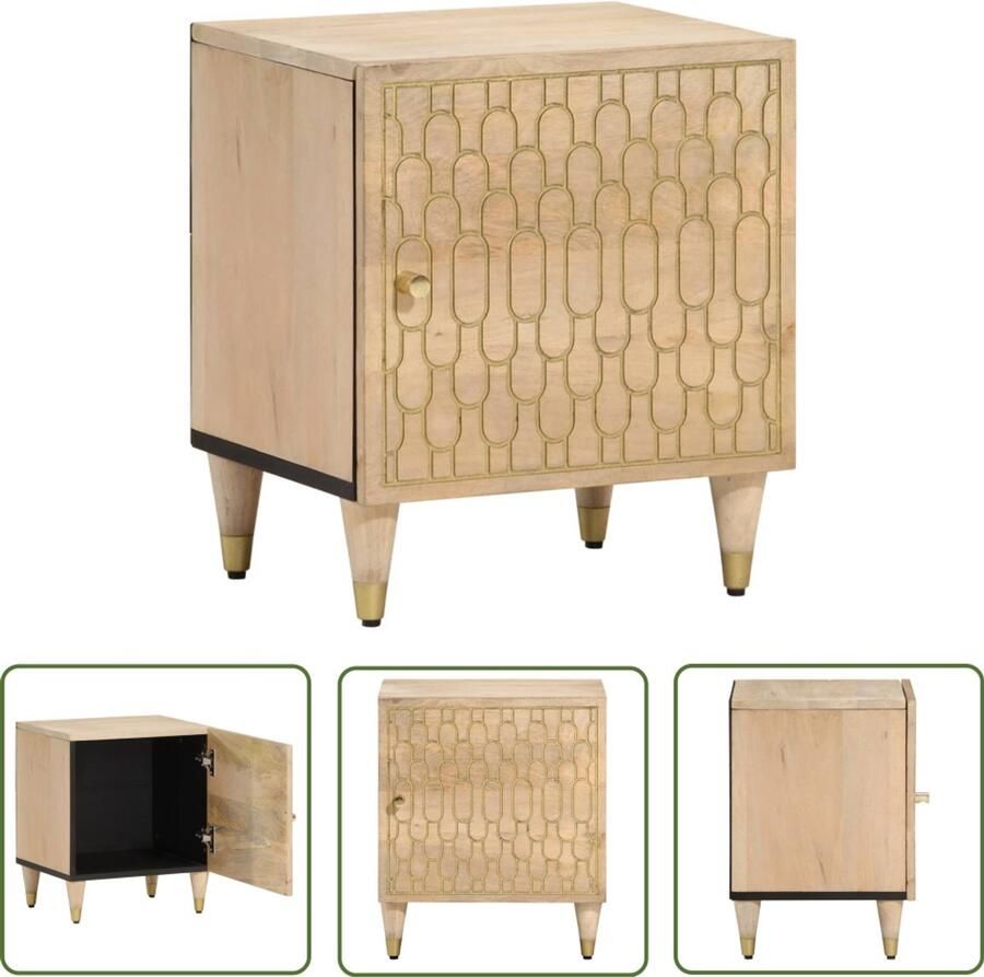 VidaXL Nachtkastje 40x33x46 cm massief mangohout Nachtkastje Mango Wood Vintage Design Salontafel Bijzettafel