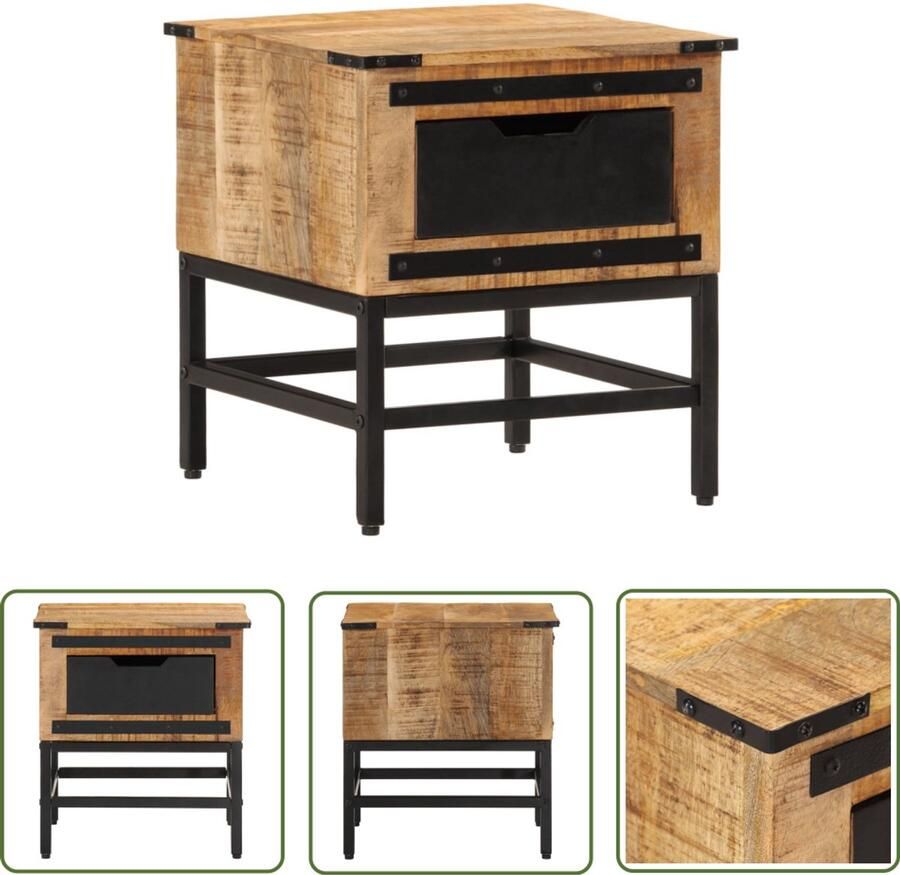 The Living Store Nachtkastje 40x40x45 cm massief mangohout Nachtkastje Mango Wood Houten Nachttafel Salontafel Kamermeubilair