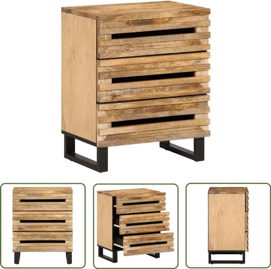 The Living Store Nachtkastje 50x34x62 cm massief ruw mangohout Nachtkastje Mango Wood Salontafel Kamerkast Slaapkamers