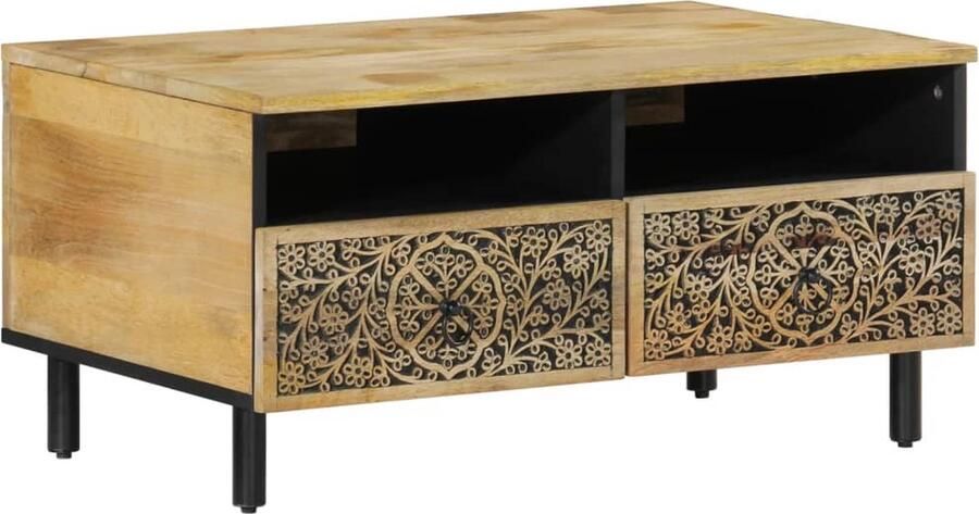 VidaXL Salontafel 80x54x40 cm massief mangohout Salontafel Mango Wood Houten Salontafel Vintage Salontafel Industriële Salontafel