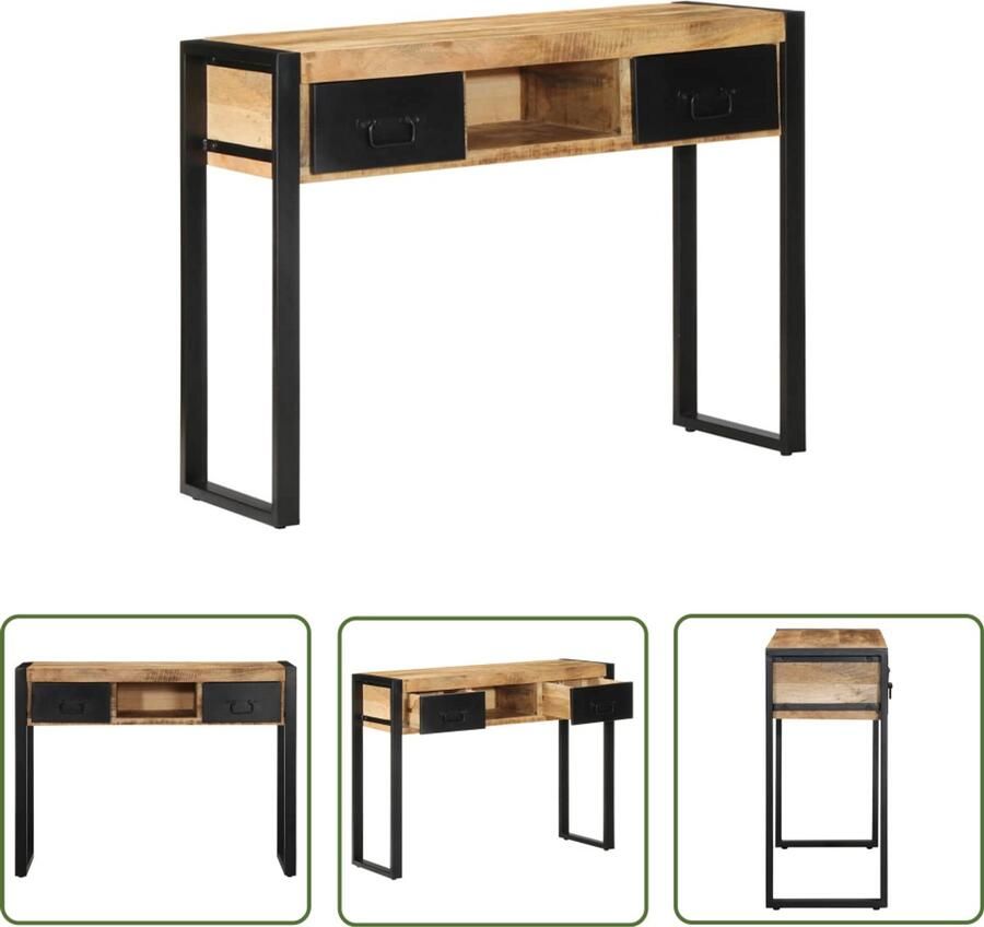 VidaXL Wandtafel 100x35x75 cm massief ruw mangohout Wandtafel Mango Wood Houten Wandtafel Vintage Wandtafel Industriële Wandtafel