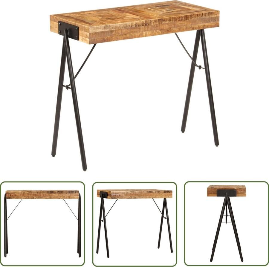 The Living Store Wandtafel 80x40x75 cm massief mangohout Wandtafel Industrieel Mangohout Salontafel Woonaccessoires
