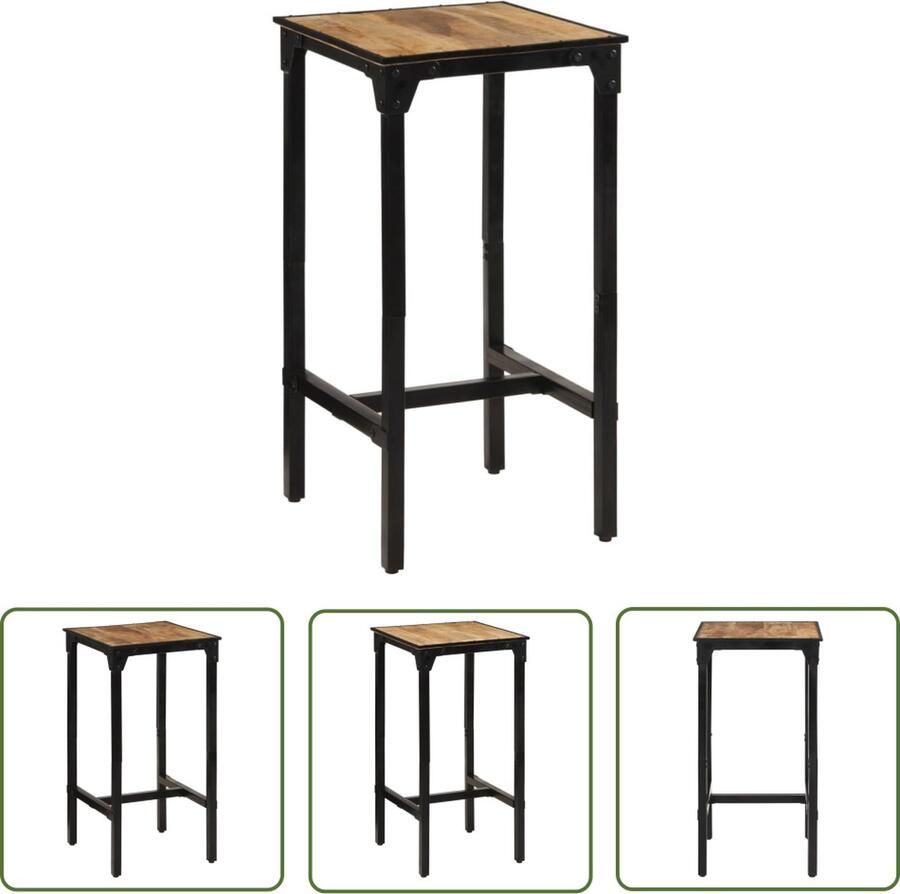 The Living Store Bartafel Mangohout Massief 60x55x107 cm Stabiel IJzeren Frame Natuurlijke Afwerking Bartafel Mangohout Salontafel Eetkamertafel Binnenhuisdecoratie